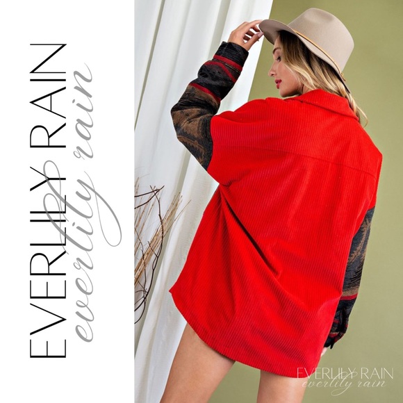 Corduroy Aztec Print Shirt Jacket - Picture 9 of 13